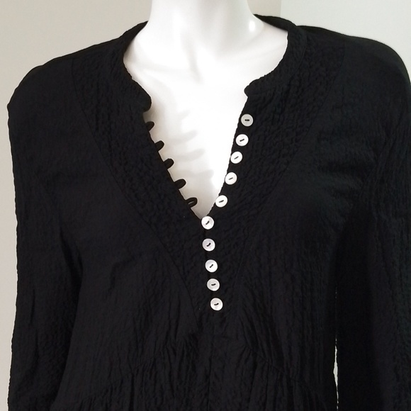 C5 Zara M black textured dress with opalescent buttons NWT - Picture 2 of 12